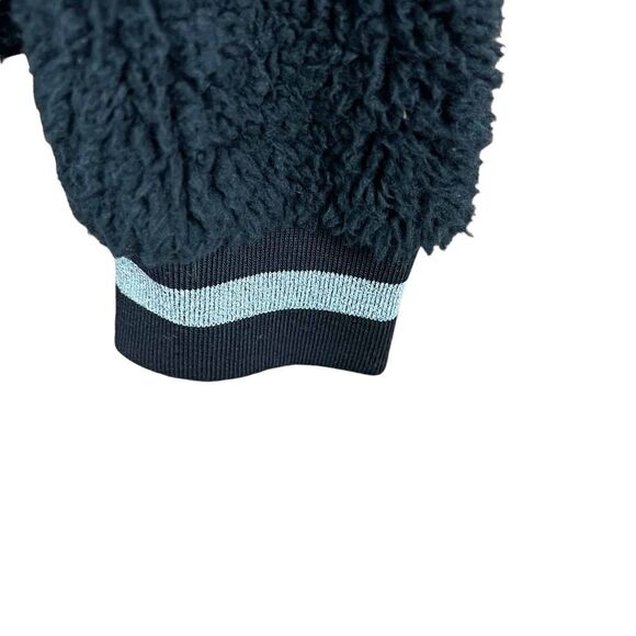 1. State Teddy Fuzzy Sweatshirt Pullover Top Black Silver Metallic Trim Small - Picture 4 of 16